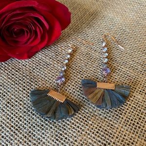 Unique long sparkly paper fan earrings Express